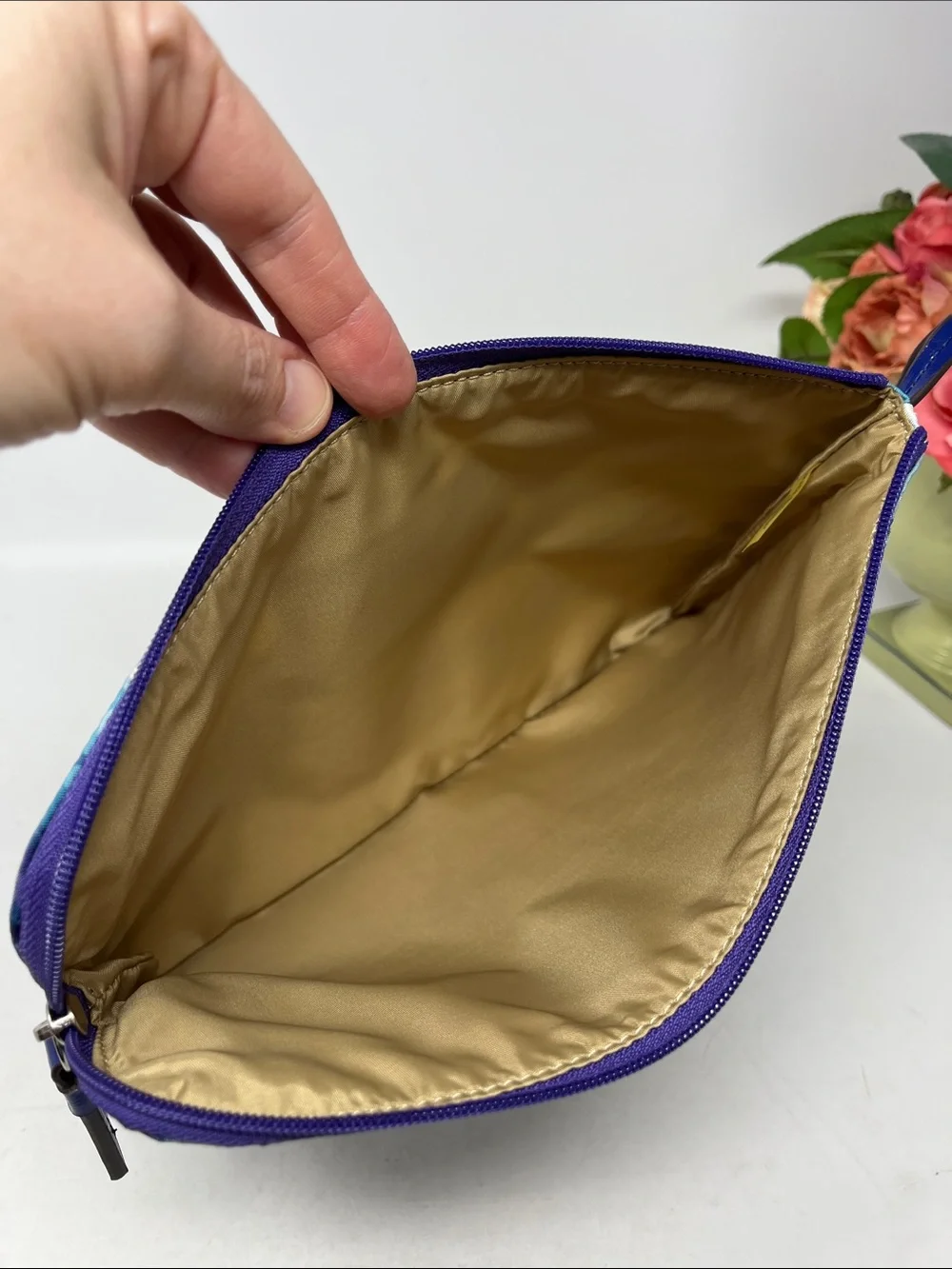 COACH NYLON WEEKENDER ZIPPER POUCH WATERCOLOR BLUE REPLACEMENT SNAP ON